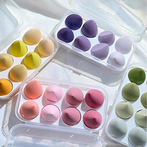 Makeup Sponge Set，Dry and wet use Blender 3D Beauty Egg For Makeup 8PCS (Strawberry Mousse)