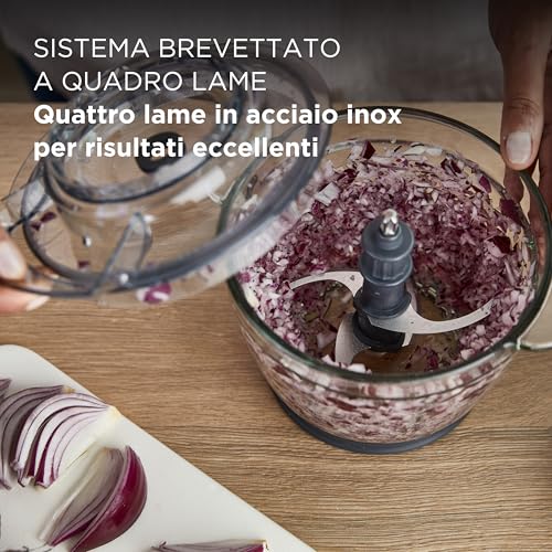 Kenwood EasyChop+ CHP62.400SI, Tritatutto con Sistema di Lame Quad Blade in Acciaio Inox, Sistema di Controllo, Tritaghiaccio, Ciotola in Vetro da 600ml, Lavabile in Lavastoviglie, 500W, Silver - immagine 3