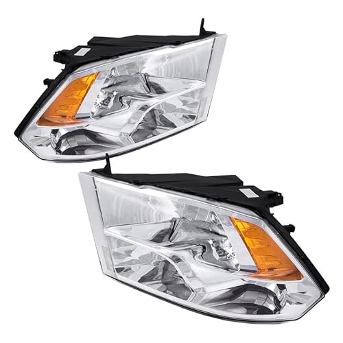 PHILTOP Headlight Assembly, Chrome Headlights Replacement Compatible with Ram3500, Ram2500, Ram1500, 2500, 1500 Classic, 3500, 1500 Amber Reflector Clear Lens Color
