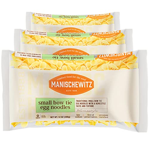 Manischewitz Small Farfalle Pasta | Small Bow Tie Egg Noodles, 12oz (3 Pack) | Homestyle Taste & Texture, Enriched, Perfect for Kasha Varnishkes, No Preservatives, Kosher