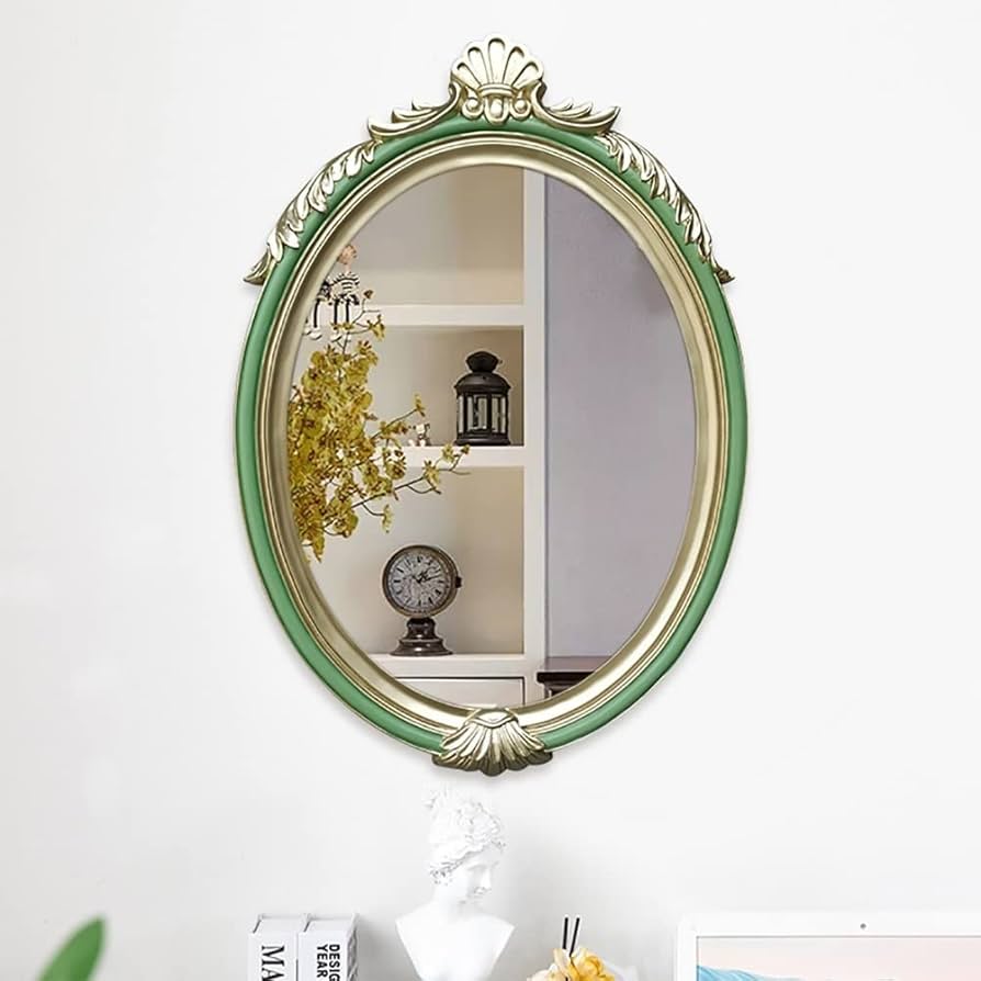 アンティーク 金色 装飾フレームの楕円形 壁掛け鏡