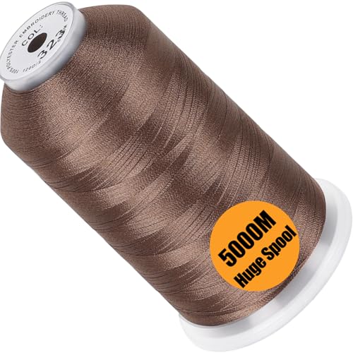 Image of New brothread - Single Huge Spool 5000M Each Polyester Embroidery Machine Thread 40WT for Commercial and Domestic Machines - Light Brown