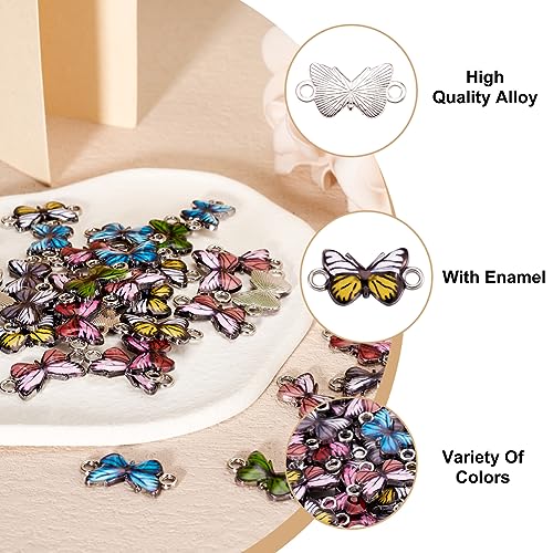 PandaHall 10pcs Enamel Butterfly Link Charms Butterfly Links Connectors Pendant with Platinum Loop for Earrings Bracelets Necklace Jewelry Making - Image 4