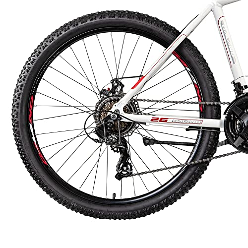 Galano Toxic Mountainbike 26 Zoll Fahrrad Hardtail MTB Mountain Bike Damen Herren Jungen Mädchen mit MTB Rahmen Unisex Rad 26" Jugendfahrrad Alu-Mountainbike (weiß/rot, 46 cm) – Bild 5