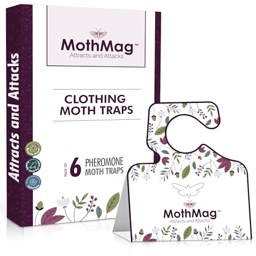 MothMag Clothes Moth Traps with Pheromones – Closet and Carpet Protection, (6 Pack)