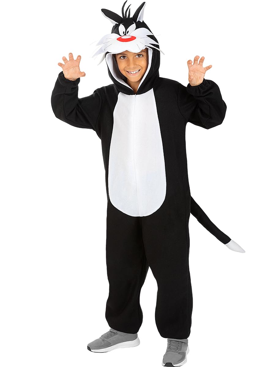 Funidelia | Costume Silvestro Space Jam - Looney Tunes per bambino Cartoni Animati - Costume per Bambini e accessori per Feste, Carnevale e Halloween - Nero