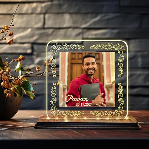 Image of Brown Cloud Personalized Name Photo LED Night Lamp Customized Gift for Men Women Husband Wife Girlfriend Boyfriend Birthday Marriage Anniversary Festivals Decoration(LED ADP NL AO 001)(D7)