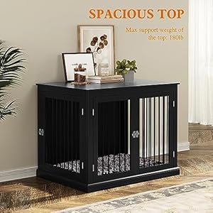 Large Dog Crate Furniture, Wooden Dog Kennel with Cushion, Dog Crate End Table Large, Indoor Dog Kennel, Modern Decorative Dog Crates with Flip Top, Chew-Proof Metal Bars, Black Large Dog Crate Furniture Wooden Dog Kennel with Cushion Dog Crate End Table Large Indoor Dog Kennel Modern Decorative Dog Crates with Flip Top Chew Proof Metal Bars Black