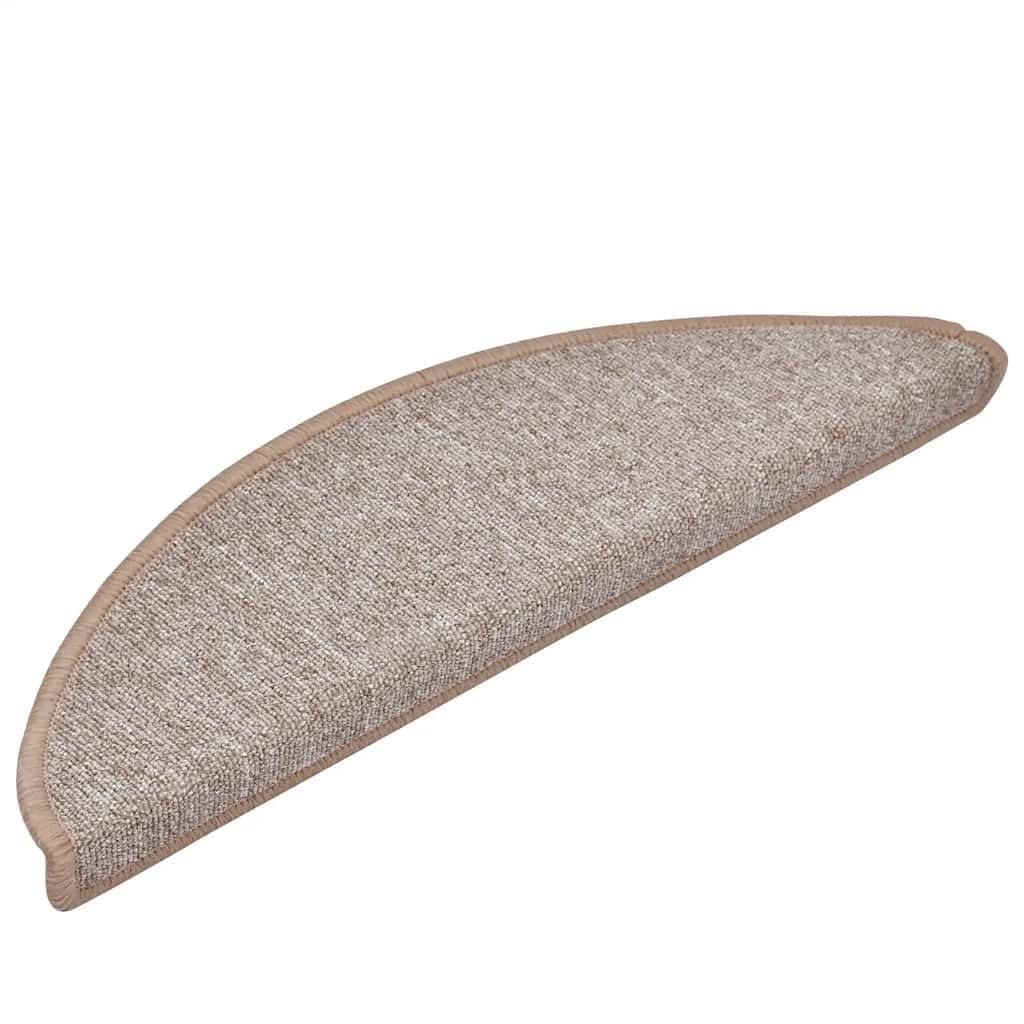 Tapis d'escalier antidérapants marron clair semi-circulaires 56x17 cm | Lot de 20 en polypropylène