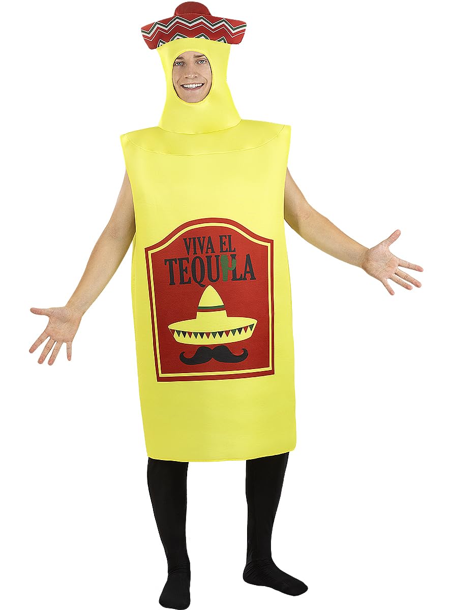 Funidelia | Disfraz de Botella de Tequila hombre y mujer Bebida, Alcohol, Comida, Mexico - Disfraz para adultos y divertidos accesorios para Fiestas, Carnaval y Halloween - Talla única - Amarillo