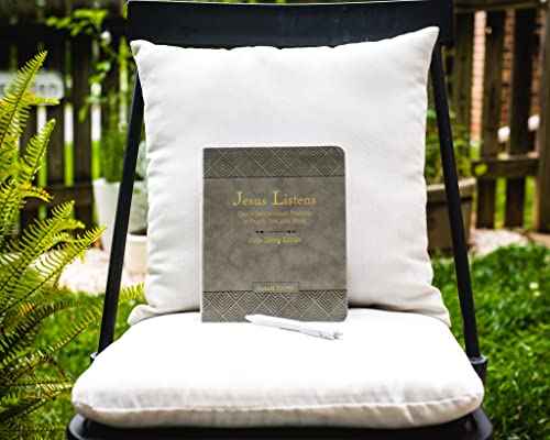 Image of Jesus Listens Note-Taking Edition, Leathersoft, Gray, with Full Scriptures: Daily Devotional Prayers of Peace, Joy, and Hope (A 365-Day Prayer Book)