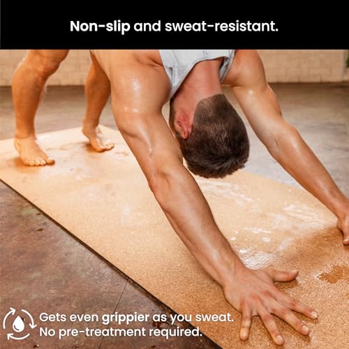 Image of Luxury Cork Yoga Mat - Non Slip, Extra Thick Grip. Extra Large & Long. More Comfort and Support. Tough Enough For Hot Yoga. Cork + Natural Rubber, Non Toxic and Eco Friendly. Optional Alignment Lines.