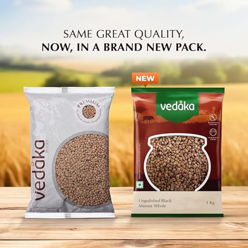 Image of Amazon Brand - Vedaka Unpolished Black Masoor Dal | Whole | 1 Kg | Premium Black Masoor Dal