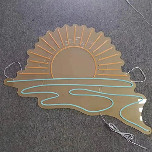 Image of LED Decorative Lights USB Interface Mountains Sunrise Sunset Led Neon Signs Home Decoration Wall Art Holiday Gift Brightness Adjustable 15.7''x16.5''