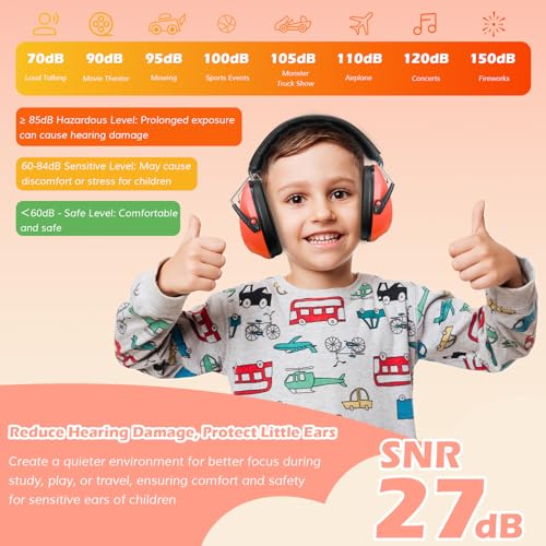 Image of ProCase Noise Cancelling Headphones for Kids Toddler, SNR 27dB Noise Reduction Ear Muffs, Hearing Protection for Monster Jam, Concerts, Fireworks, Shooting, Air Show, Autism Sensory Needs -Orange