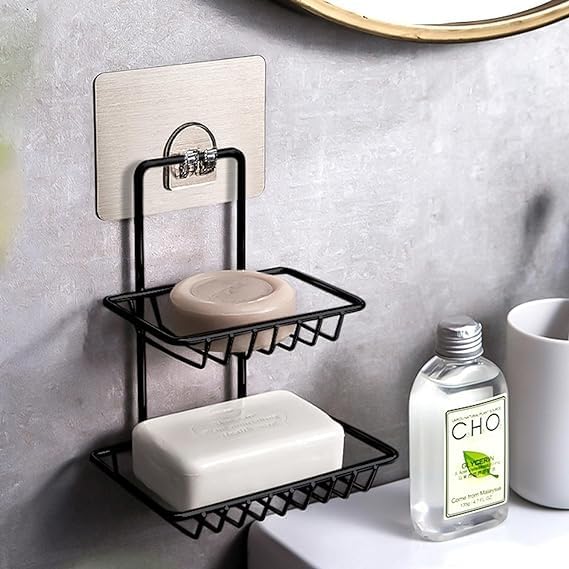 Image of BENAVJI Drill Free Corner Shelf for Bathroom Wall Bathroom Organizer Without Drill Kitchen Rack Pack of 2