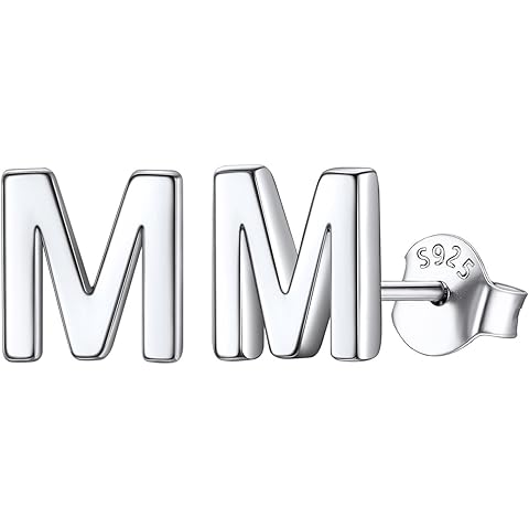 ChicSilver Hypoallergenic 925 Sterling Silver Stud Earrings Simple Tiny Initial Letter A-Z Studs for Women Sensitive Ears