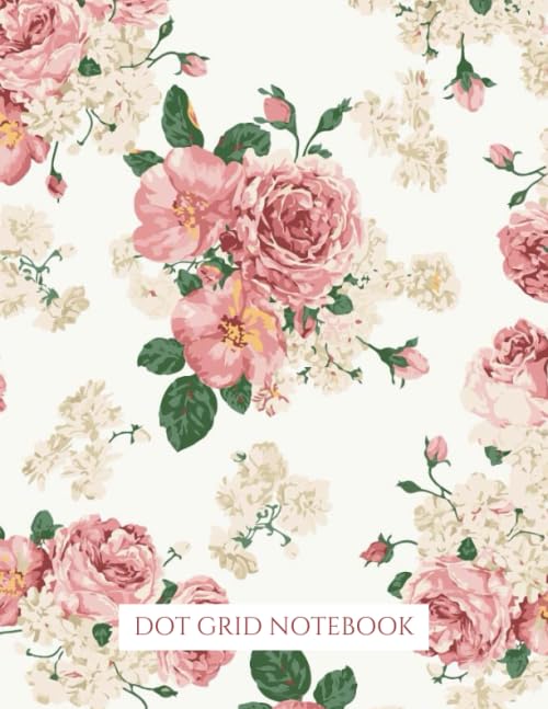 Dot Grid Notebook: 8.5 x 11, large dotted paper journal with floral cover, dotted notebook, 120 white pages