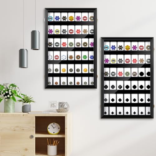 Image of Silipull Lighter Display Case Wall Mount Display Case for Lighter Detachable Wooden Cabinet W /98% UV Acrylic Door Lockable Spoon Storage Box Collection(Black Finish,42 Coin Slab,Coin Slab)
