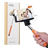 Selfie Stick, Noot® Self Portrait [Battery Free] Orange Extendable Handled Stick with Adjustable Phone Holder & Built-in Remote Shutter Designed for Apple, Android Smartphones (Orange)