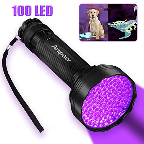 Anipaw Black Light UV Flashlight, Portable 100 LED UV Light Blacklight Detector