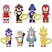 BAS Super Sonic Figuras De Acción Muñecos Sonic Juguete para Niños Shadow The Hedgehog Colección Sliver Tails Amy Móvil Estatua Decoración Modelo Regalo De Cumpleaños 8 Packs
