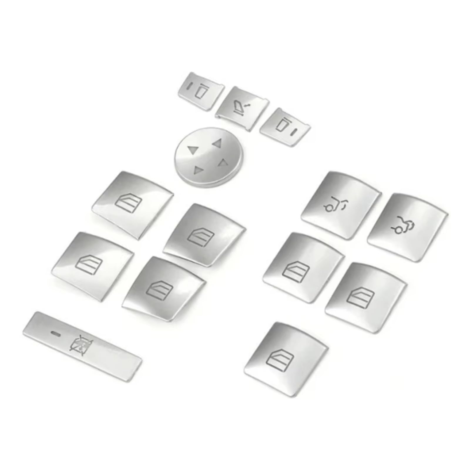 Car Button Stick Compatible with Benz A B C E for GLA for CLA for CLS for GLK GLE GLS W176 Car Accessories Window Switch Button Repair Trim Stickers Accessory(Silver)