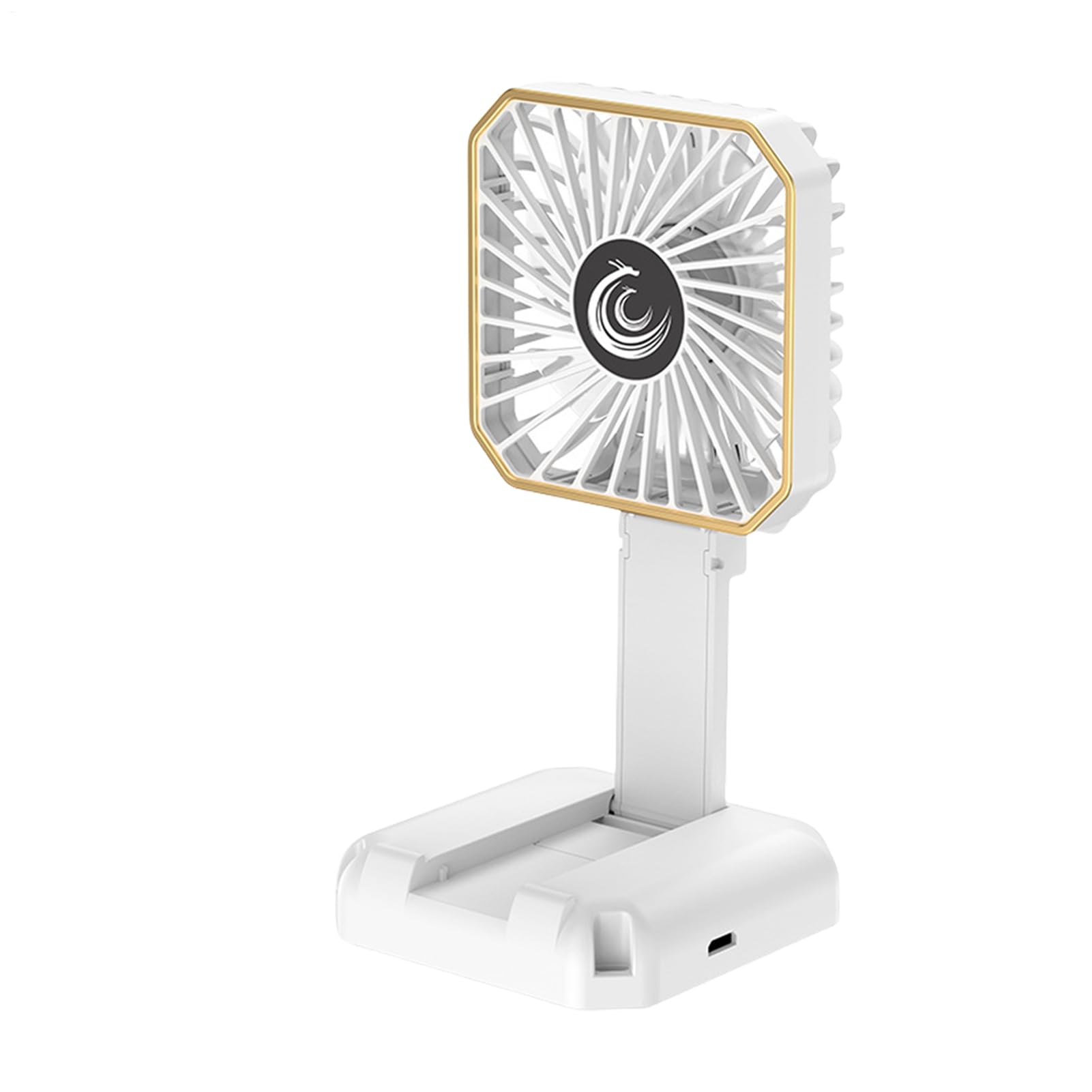 Ventilador de mano recargable de 3 velocidades con función de cuello plegable y soporte