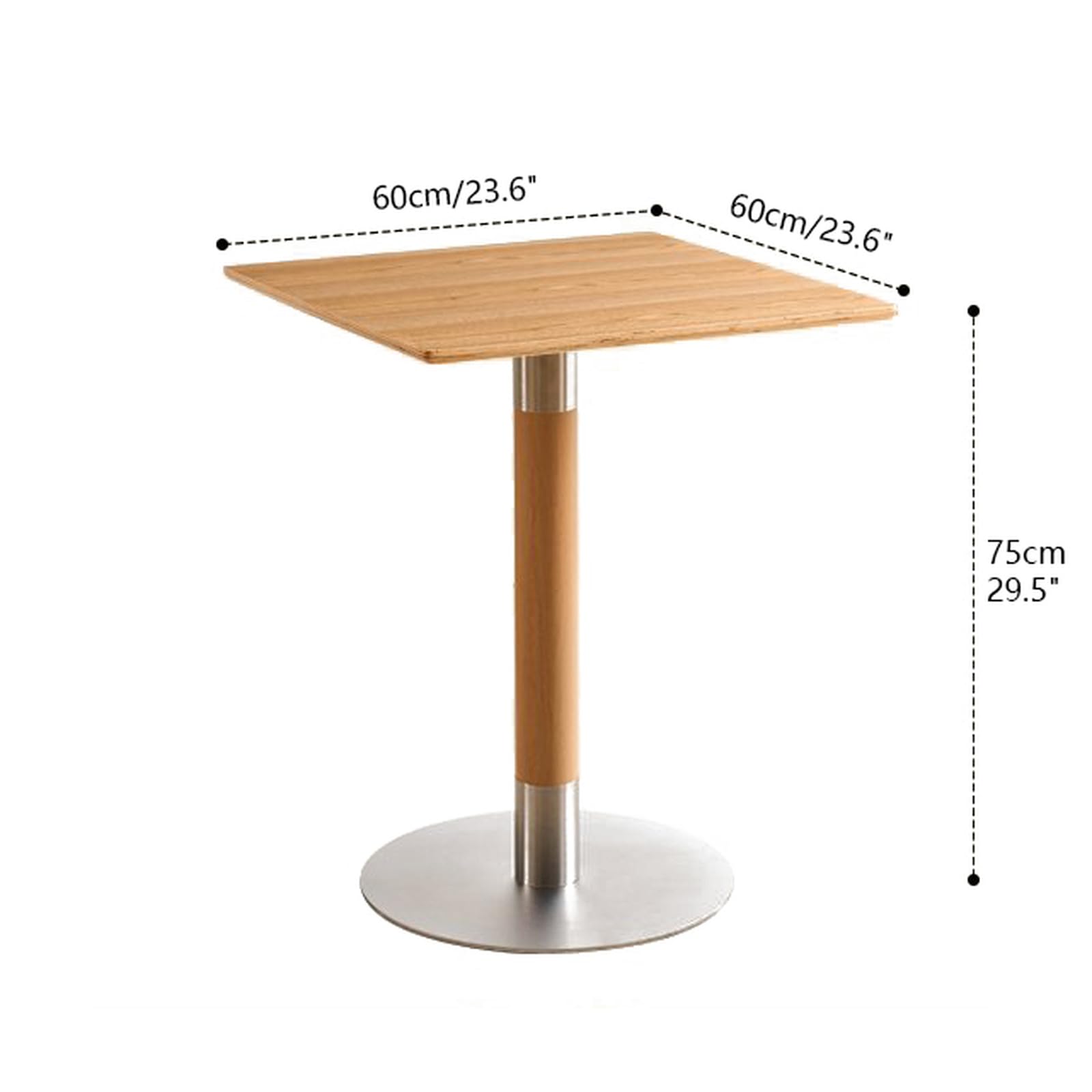 Drewniany stolik pomocniczy, nowoczesny stolik akcentujący cokół do domu i kawiarni, design z połowy wieku, kwadratowy 61 cm, naturalne wykończenie