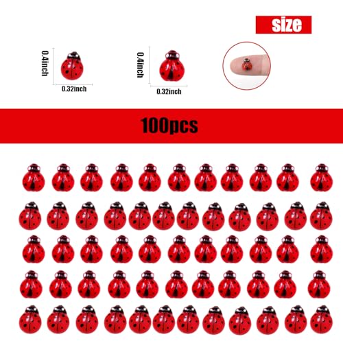 image for ROTUHEY 100PCS Mini Ladybug Decor for Dollhouse Resin Tiny Ladybugs fo