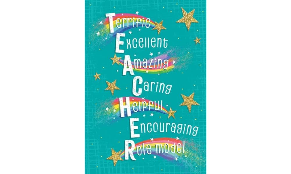 Piccadilly Greetings Modern Thank You Teacher Card - 7 x 5 inches
