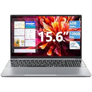 SGIN 15,6 Zoll Laptop, 4GB RAM 128GB SSD Windows 11 Notebook, Celeron N4000, Up to 2,8 GHz, 2,4/5,0 G WLAN, Bluetooth 4.2, erweiterbarer Speicher 512 GB TF