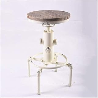 MLX Hierro Forjado de Madera Maciza Vintage, Taburete de Bar Creativo Moderno for hidrantes de Incendios, Silla de Bar Ajustable Silla de Comedor de Cocina, 2 Colores (Color : White)
