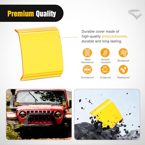 Image of Nilight 4 Inch 18 W LED Light Pod Covers 2 PCS Yellow Color | Protective Durable Polycarbonate Lens, Waterproof Dustproof Scratch-Proof for Double-Row Off Road Driving Lighting