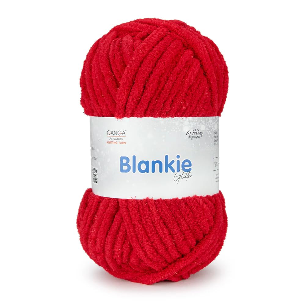 Blankie Glitter Knitting Yarn 100% Polyester ultra-soft and quickly stitches Hand Knitting Wool Ball (1 Ball/100Grams Each) Suitable for blankets, throws, home furnishings & other accessories. (Red Shade no-11, 300 Grams)-image-9
