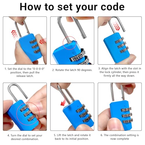 TAIVIN 4er-Pack Zahlenschloss,Vorhängeschloss Klein,3-Stellige Schloss mit Zahlencode für Koffer,Fitnessstudio,Reisen,Schulspinde (Mehrfarbig*4)