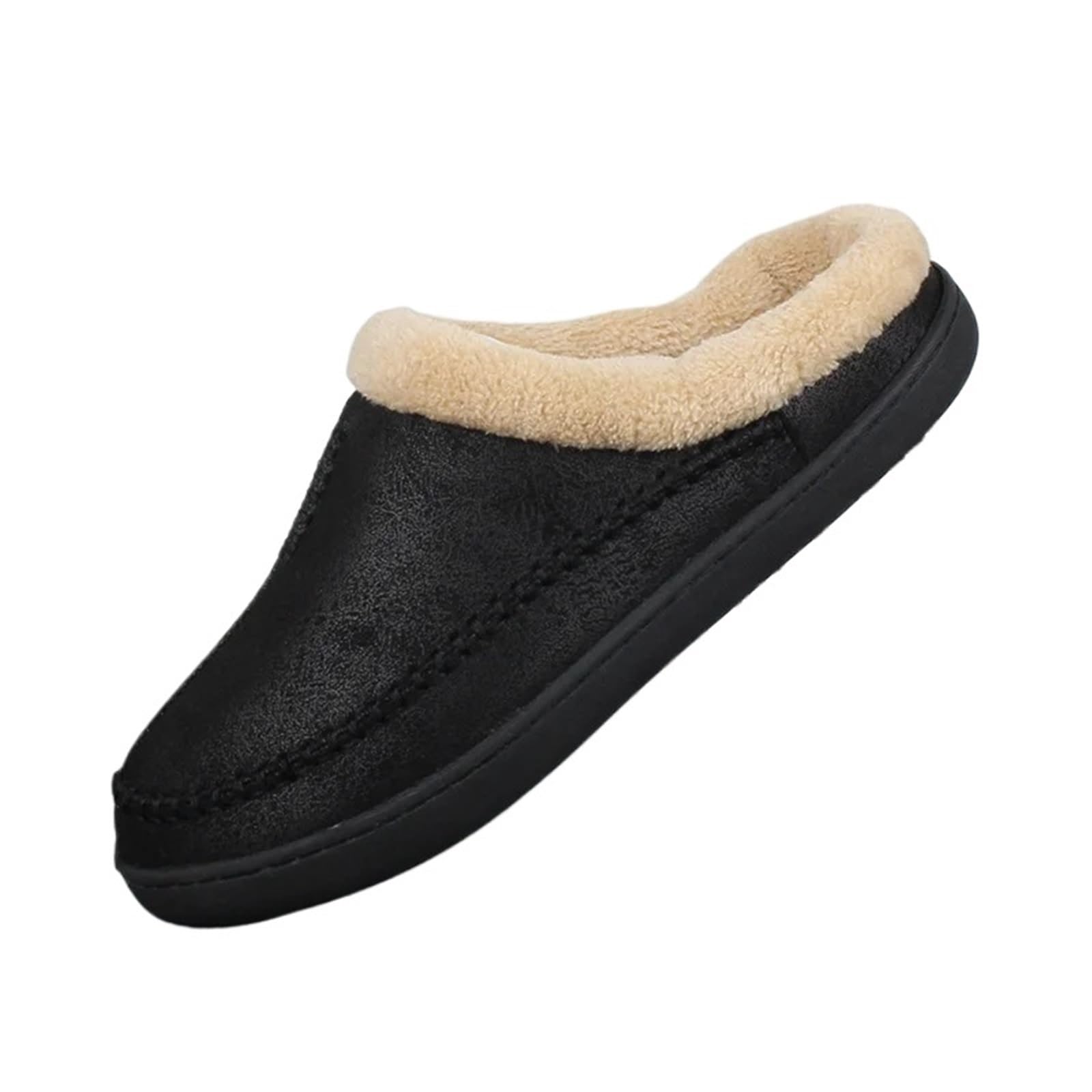 Pantofole da uomo in cotone Pantofole da uomo Home Winter Indoor Peluche Scarpe calde casa in pelle impermeabile con fondo spesso in cotone