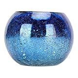 Candle Holder, Electroplated Gradient Ice Crack Glass Tea Light Candle Holders Tealight Candle Holder for Desktop Decoration, Candle Decoration (Gradient Blue)