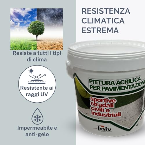 Laiv Pittura Acrilica Versatile Per Pavimentazioni Sportive E Stradali Ideale Per Esterni E Interni Resistente A Condizioni Climatiche Estreme (Grigio, 4 Litri) - 4