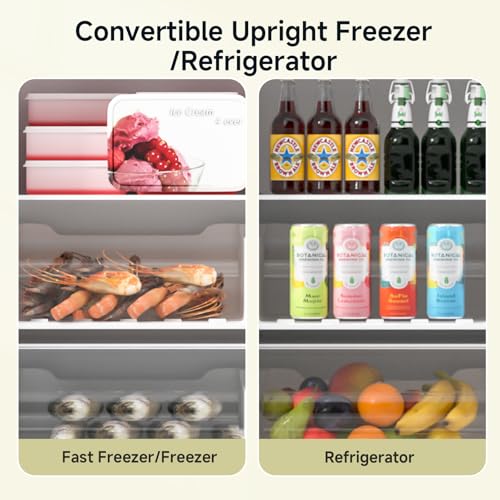 BANGSON Upright Freezer,7.0 Cu.ft Stand Up Freezer,Convertible Upright Freezer/Refrigerator,Single Door for Kitchen,Office,Apartment,White on Fridge.com