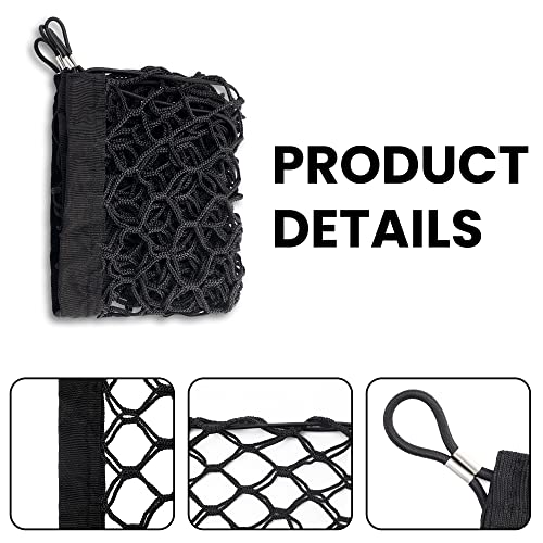 Quanta Cargo Net For Suv, 35.4X15.8 Inch 2022 Upgraded Car Rear Heavy Duty Cargo Net Stretchable Foldable, Adjustable Elastic Pickup Truck Bed Storage Net With Hooks #TOP2