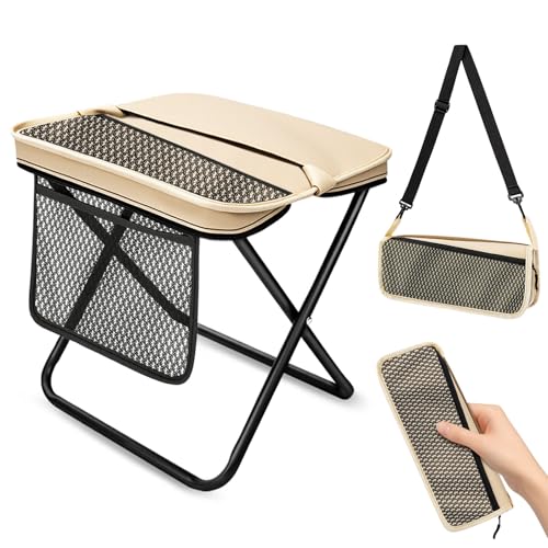 Image of Portable Folding Stools, Collapsible Pocket Chair, Foldable Camping Stool for Adults Backpack, Outdoor Seats Foot Rest, for Travel Hunting Fishing Hiking Gardening - Large 13 inchx10.62 inchx12.2 inch