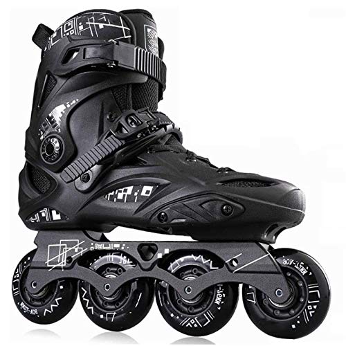 LQ Patines en Línea Rodillo Profesional Patines Patines de 3 Ruedas 110MM Ruedas for Adultos de una hilera de Patines Full Flash Patines Negro y Negro Patines en línea