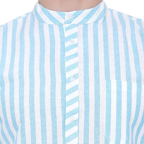 Image of LATEST CHIKAN Broad Striped Cotton Men's Long Kurtas