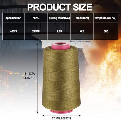 Image of 1 Roll Pack of 1313 Aramid 403 Flame-Retardant Yarn, Temperature Resistant to 200℃ Under No Load, Temperature Resistant to 162℃ Under Load, 2000 Meters (Khaki)