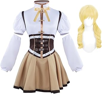 Mami Tomoe Cosplay Costume Fancy Dress with Wig Anime Girls Halloween Outfits