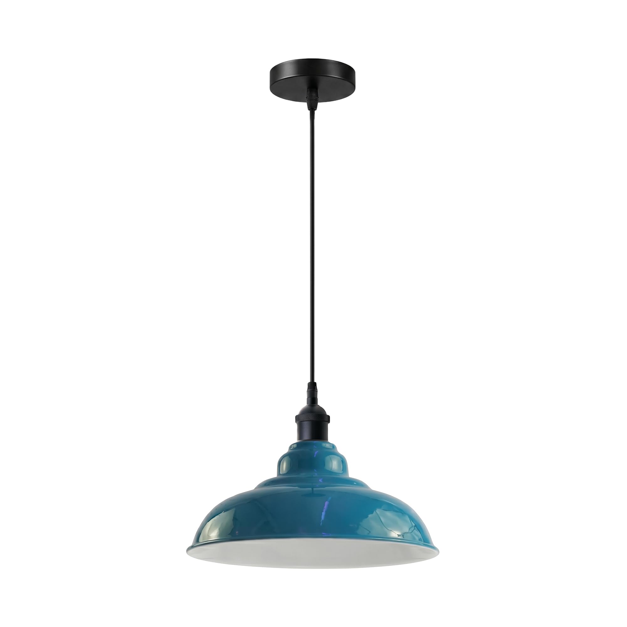 Dc Voltage Blue Metal Ceiling Pendant Light 32Cm Vintage E27 Easy Fit Shade