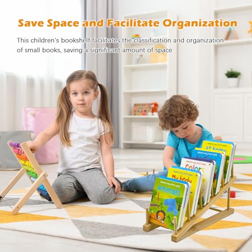 AAiphuwew 2pcs Bookshelf for Kids Rooms, Wooden Children Book Rack Storage Mini Desktop Bookshelf, Toddler Book Display Shelves for Bedroom, Classroom, Nursery - Image 5