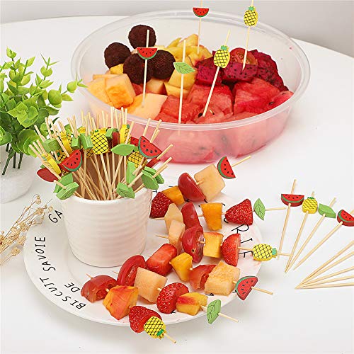 Minisland Mix-Colored Fruits Watermelon Pineapple Leaf Cocktail Toothpicks 4.7 Inch Long Bamboo Skewers For Appetizers Drinks Hawaiian Party Food Picks 100 Counts- Msl115 thumb #4
