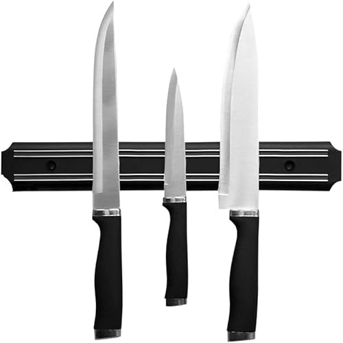Home Basics Portacuchillos magnético de acero inoxidable, negro (1)